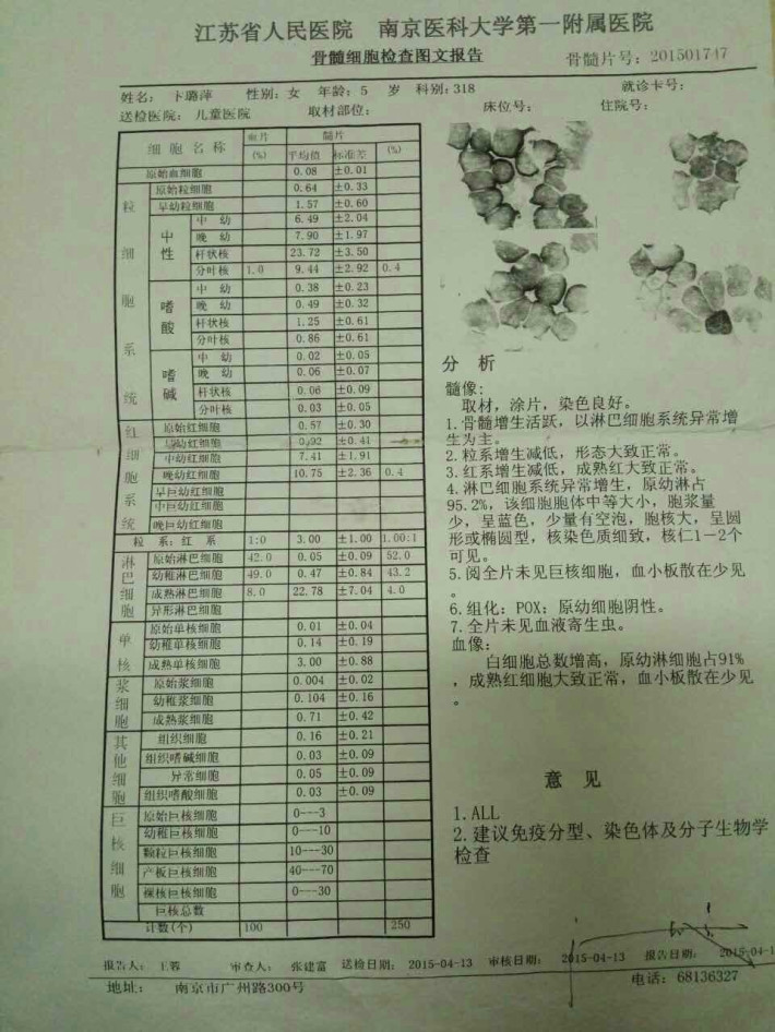 五岁患急性淋巴细胞白血病儿童向社会大众求助!